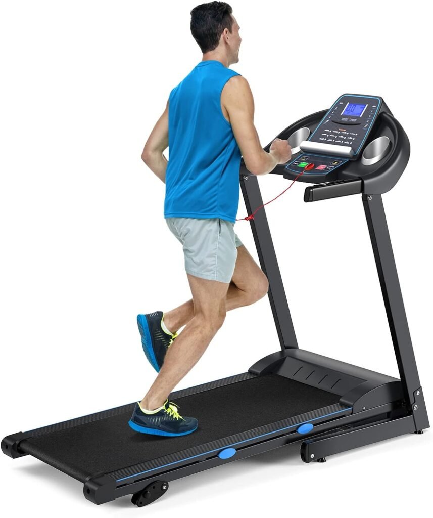 GYMAX Foldable Treadmill, 2.25HP Manual Incline Running Machine with LCD Display, 12 Preset Programs  Heart Rate Monitor, 17inch Wide Running Machine for Cardio Training, Home Gym Exercise Workout