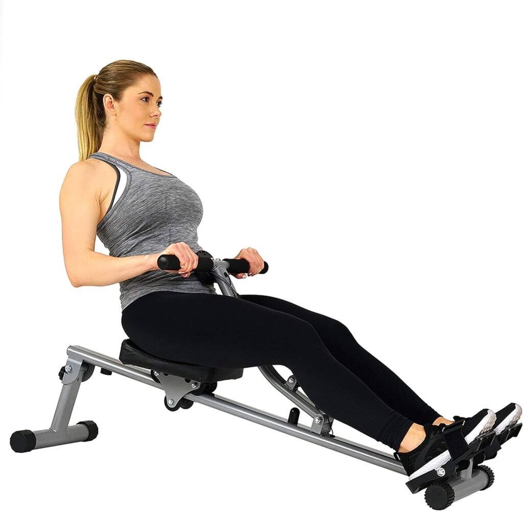 Sunny Health  Fitness Compact Adjustable Rowing Machine with 12 Levels of Adjustable Resistance with Optional SunnyFit® App Enhanced Bluetooth Connectivity