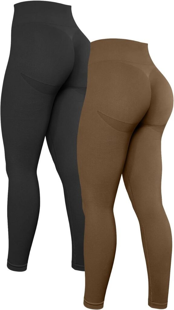 OQQ Womens 2 Piece High Waist Workout Butt Lifting Leggings Tummy Control Ruched Booty Smile Yoga Pants