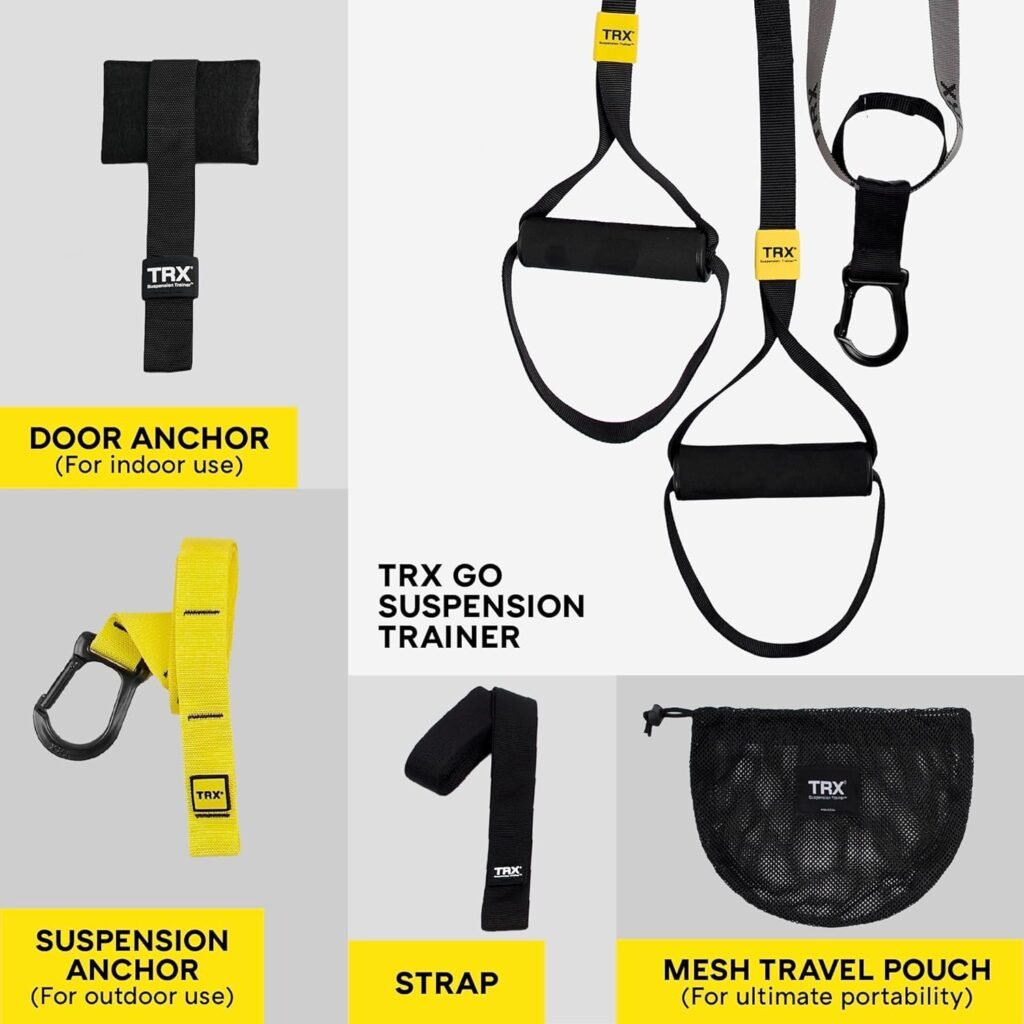 TRX GO Suspension Trainer System, Full-Body Workout for All Levels  Goals, Lightweight  Portable, Fast, Fun  Effective Workouts, Home Gym Equipment or for Outdoor Workouts, Grey